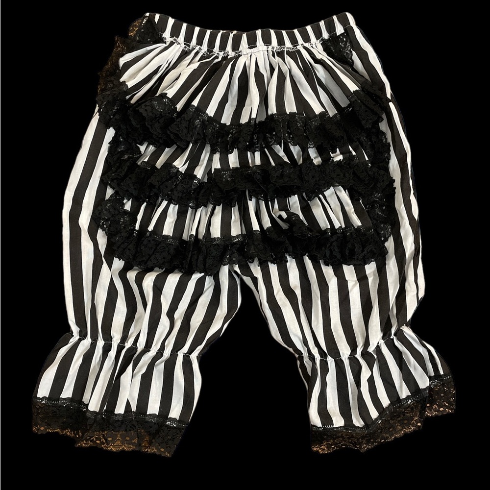 Ruffle back striped bustle circus style beetle juice costume rockabilly blinkers
